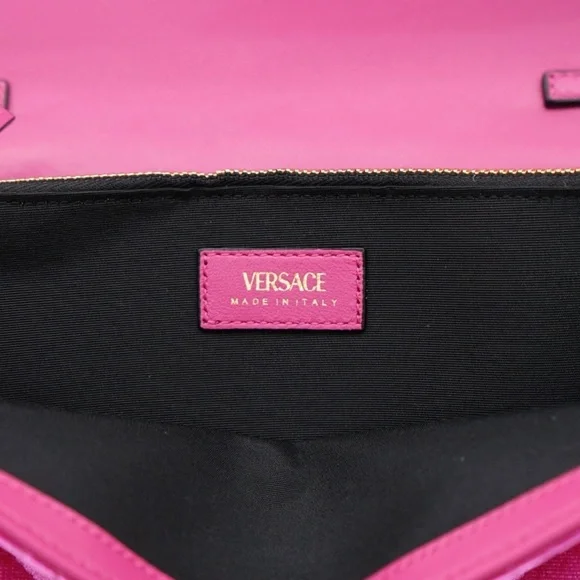 Versace La Medusa Chain crossbody velvet quilted fuchsia clutch NWT! - Picture 7 of 7
